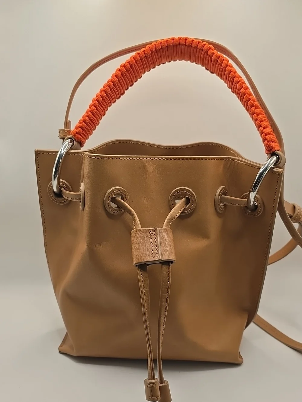 & Other Stories Braided Handle Leather Bucket Crossbody Bag